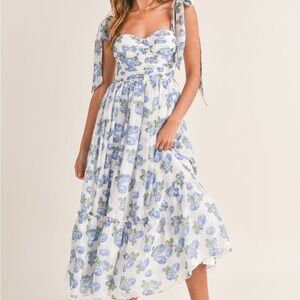 Petal & Pup Blue Floral Midi Dress